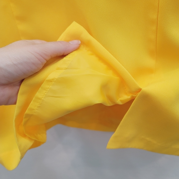 💕 Metro Style Yellow Cap Sleeves Mini Sheath Dress Women's Size 6 Petite - Picture 7 of 10